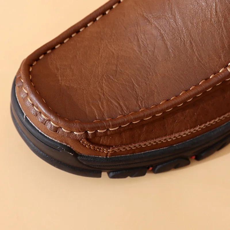 Men's Shoes High Quality Cow Leather Casual Shoes Classic Men Sneaker Soft Comfort Driving Shoes Slip-On Walking Loafers Zapatos