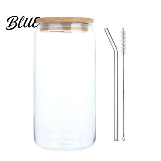 Clear Glass Tumbler Resistant Borosilicate Cup Bamboo with for Milkshake Lid Heat Tumbler Retro Mason Eco Friendly Water Bottle