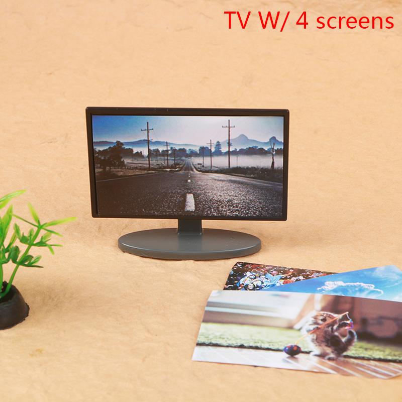 

1:12 Кукольный домик Миниатюрный Гостиная Телевизор Деревянный Тумба под телевизор Телевизор Домашний Декор as the picture