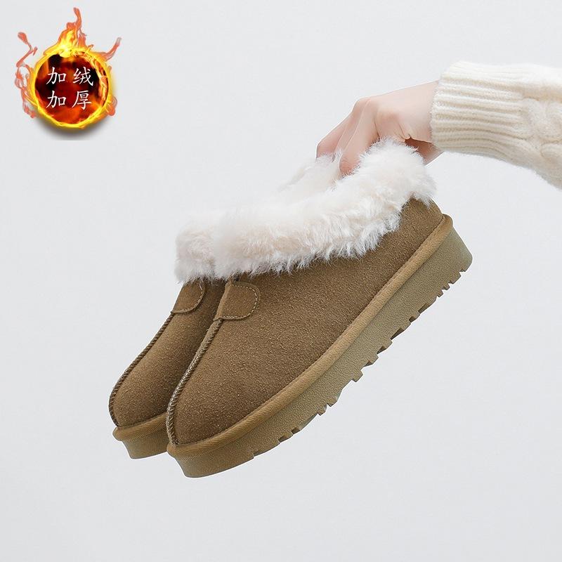 

Зимние ботинки женские 2024 года, новые женские зимние утепленные короткие ботинки на платформе с начесом, хлопковая обувь BRU1082 35