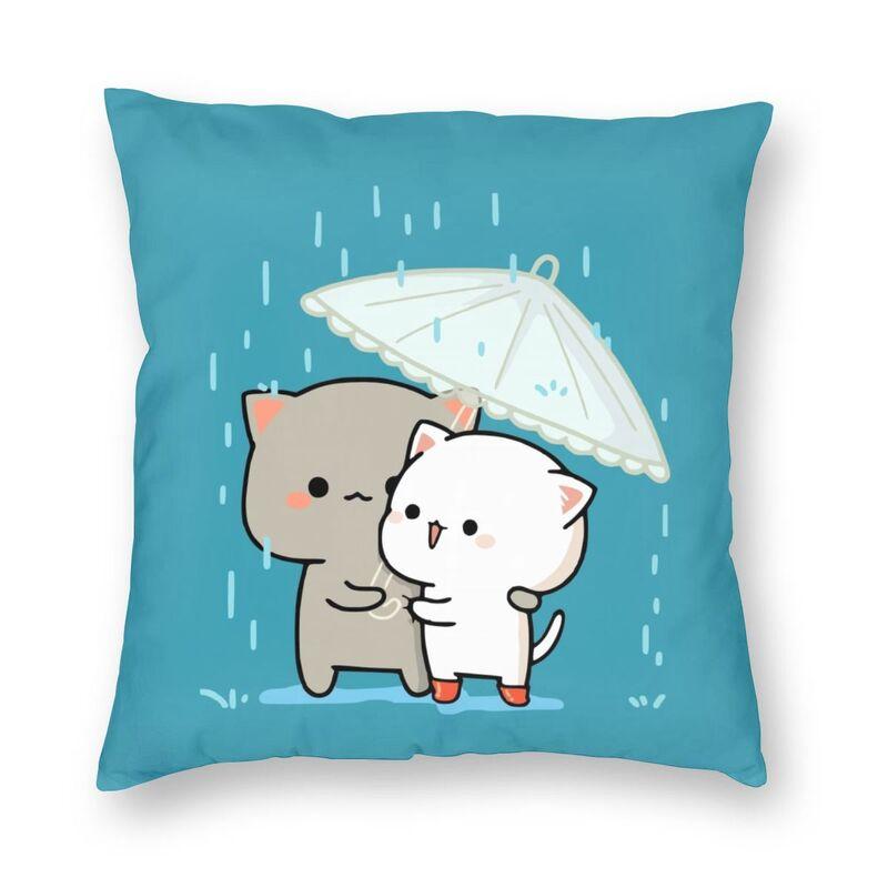 45x45cm Cartoon Cute Peach Blossom Cat Series Pillowcase Living Room Sofa Office Seat Soft Cushion Cover Home Decoration