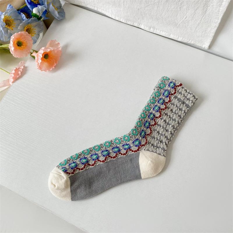 

Socks Women S Mediterranean Style Retro Cotton Socks Autumn And Winter Personalized Women S Socks Ethnic Style Tube Socks Mori Literature And Art One size fits all