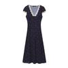Kaslead New Arrival Women's Clothing Fashion Style Fashion French Style V-neck Lace Patchwork Polka Dot Dress