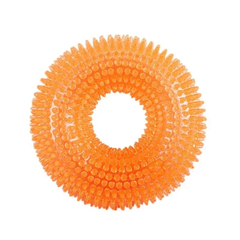 

Durable TPR Dog Chew Toy for Aggressive Chewers Interactive Thorn Barbed Design Dental Cleaning Teeth Cleaning Toy Promotes XS жёлтый