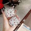 Cute Cherry Bow Pattern Suitable for Airpods 3 2 1 Pro 2 4 Pro3 Transparent Headphone Protective Case with Silver Ring Buckle