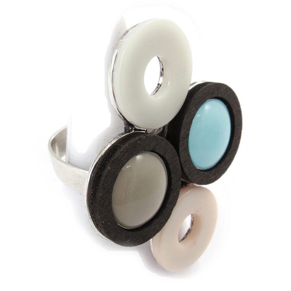 NOA [K0247] - Designerring 'Bora Bora' blau beige