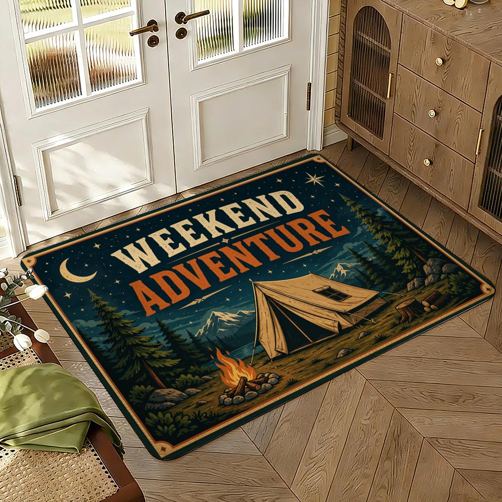 Outdoor Adventure Floor Mat Soft Thickened Absorbent Non-Slip Bedroom Living Room Door Mat Home Decor Flannel Rugs