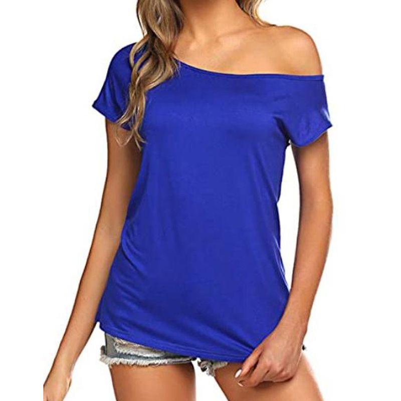 Milk Silk Brushed Niche Design Summer New Arrival off-Shoulder Tops off-Shoulder Slimming Boat-Neck Short Sleeve T-shirt for Women