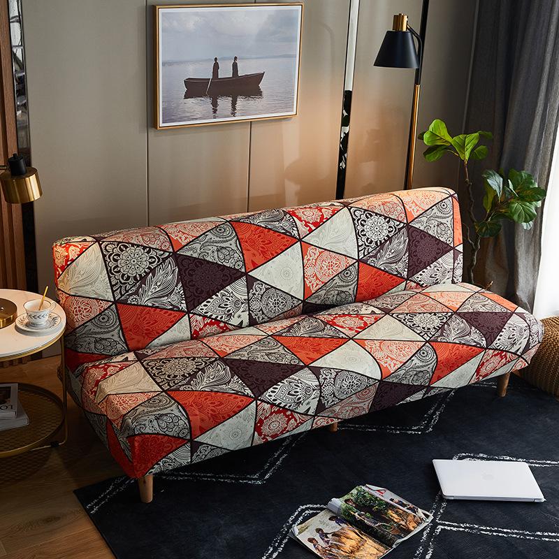 Universal Thickened Elastic Printed Brushed Sofa Bed Cover Without Armrests All-inclusive Fabric Sofa Cover