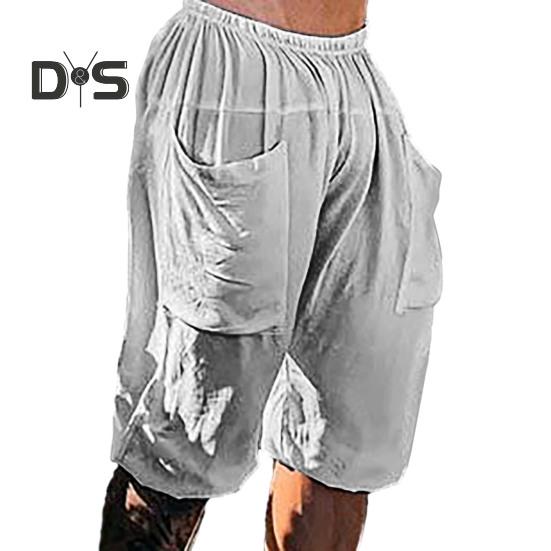 

Мужские летние шорты с эластичной резинкой на талии, плиссированные, с несколькими карманами, однотонные, свободные, мягкие, тонкие, дышащие, для бега, бега, до колена, брюки XL серый