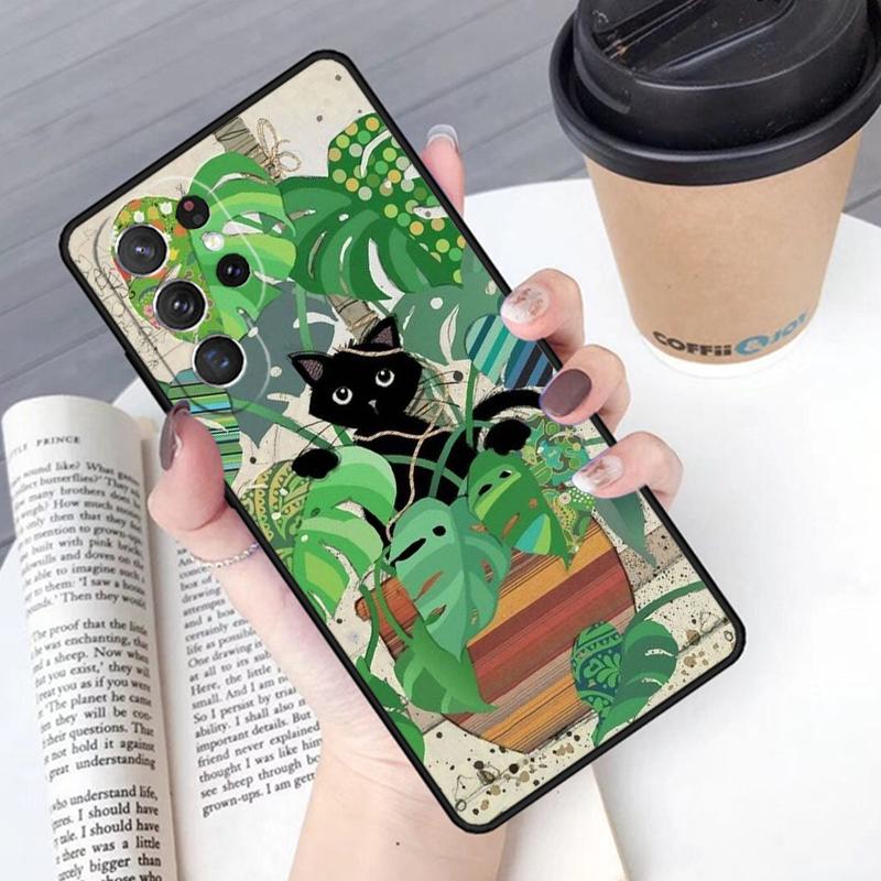 Black Cat phone case Cover For Samsung Galaxy S24 S25 Ultra S21 S22 Ultra S10E Note 10 Plus Note 20 FE S23