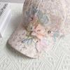 Mesh Breathable Duck Tongue Hat Embroidered Flowers Rebound Cap Sunshade Hat  For Women  Girls