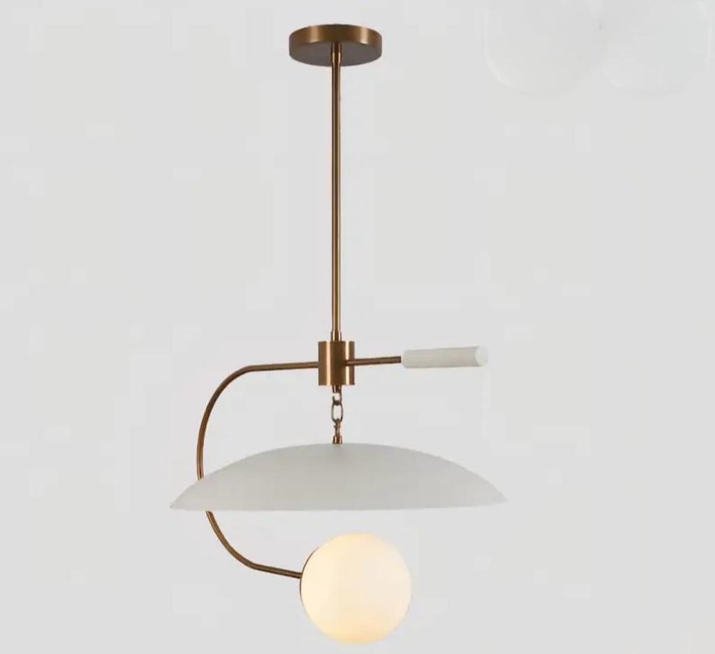 Moderner Messing-Kronleuchter im Mid-Century-Stil Minimalistische Pendelleuchte mit Kugel- und Kuppelschirm Deckenleuchte für Esszimmer, Küche, Wohnzimmer