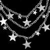 Punk Style Hip Hop Multilayer Star Pants Chain Waist Chain Men Women Jean Silver Clothing Accessory Double Lobster Clasp