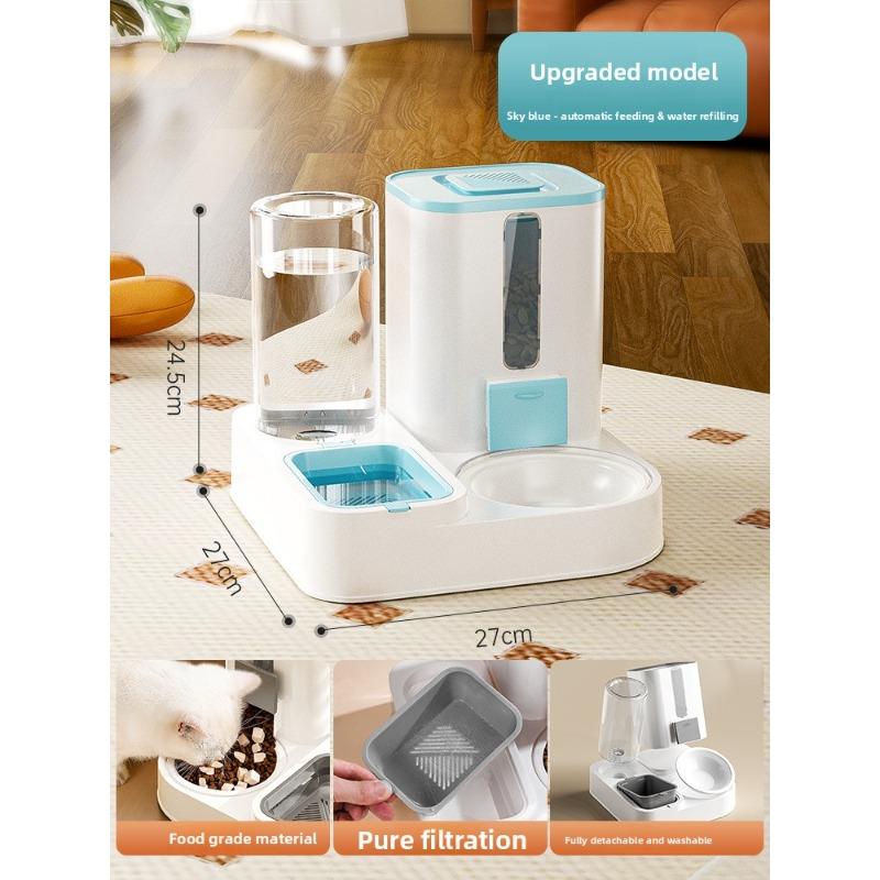 

Автоматическая кормушка для кошек, Миска для кошек и миска для собак объединены в одну, Автоматическая подача питьевой воды, Миска для питомца и миска для корма, Двойная миска, Товары для питомцев Upgraded version синий