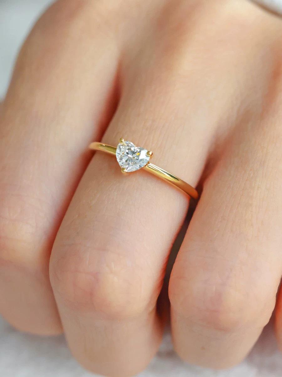 European and American Heart-shaped Zircon Ring: Creative, Fashionable, Simple, and Versatile Women s Open Ring.