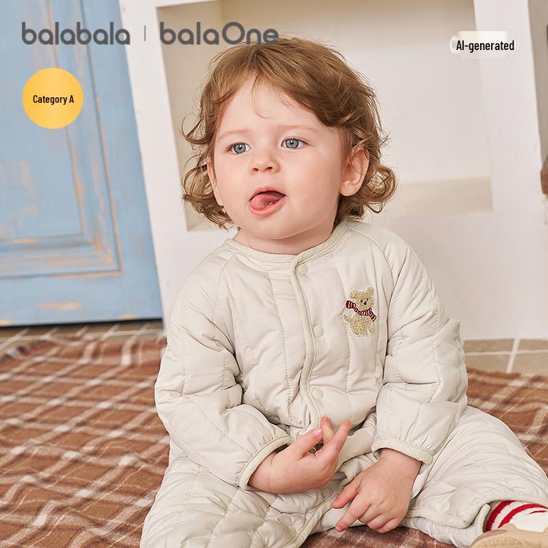 Balabala Baby Embroidered Long-Sleeve Romper