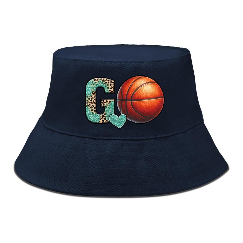 Bucket Hat With "GO" Basketball Print , Sun Cap Trendy Spring Fashion Fishing Hat