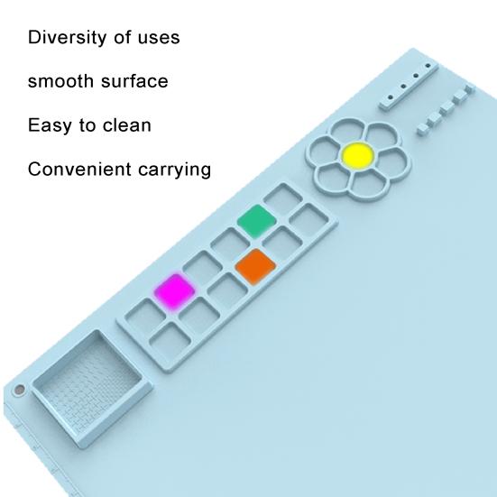 Silicone Craft Mat with Cup Non-Stick Surface Versatile Usage Easy-maintenance Foldable Design Painting Mat for Kids