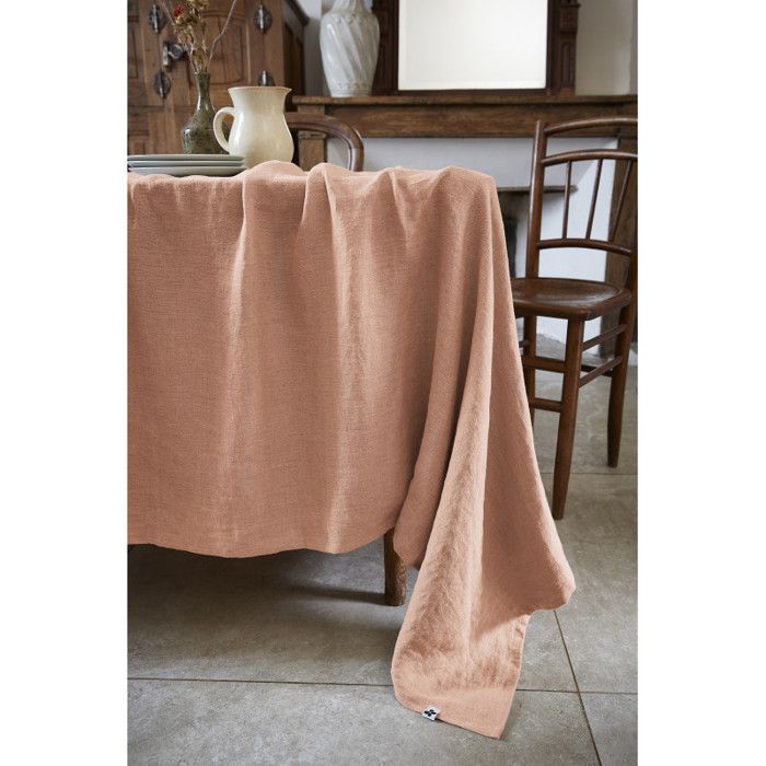 Nappe de table "Soline" 170 x 350 cm Lin lavé - Vieux Rose