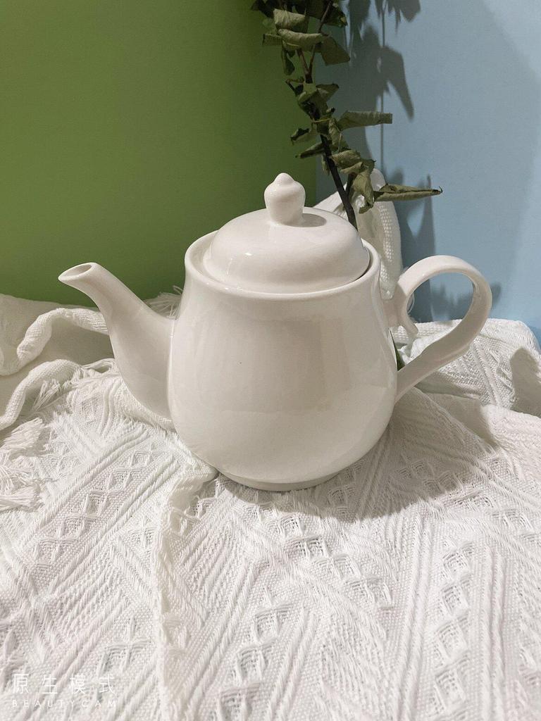 Bule de Chá Cerâmico Francês Estilo Nórdico - Resistente ao Calor, Branco Puro