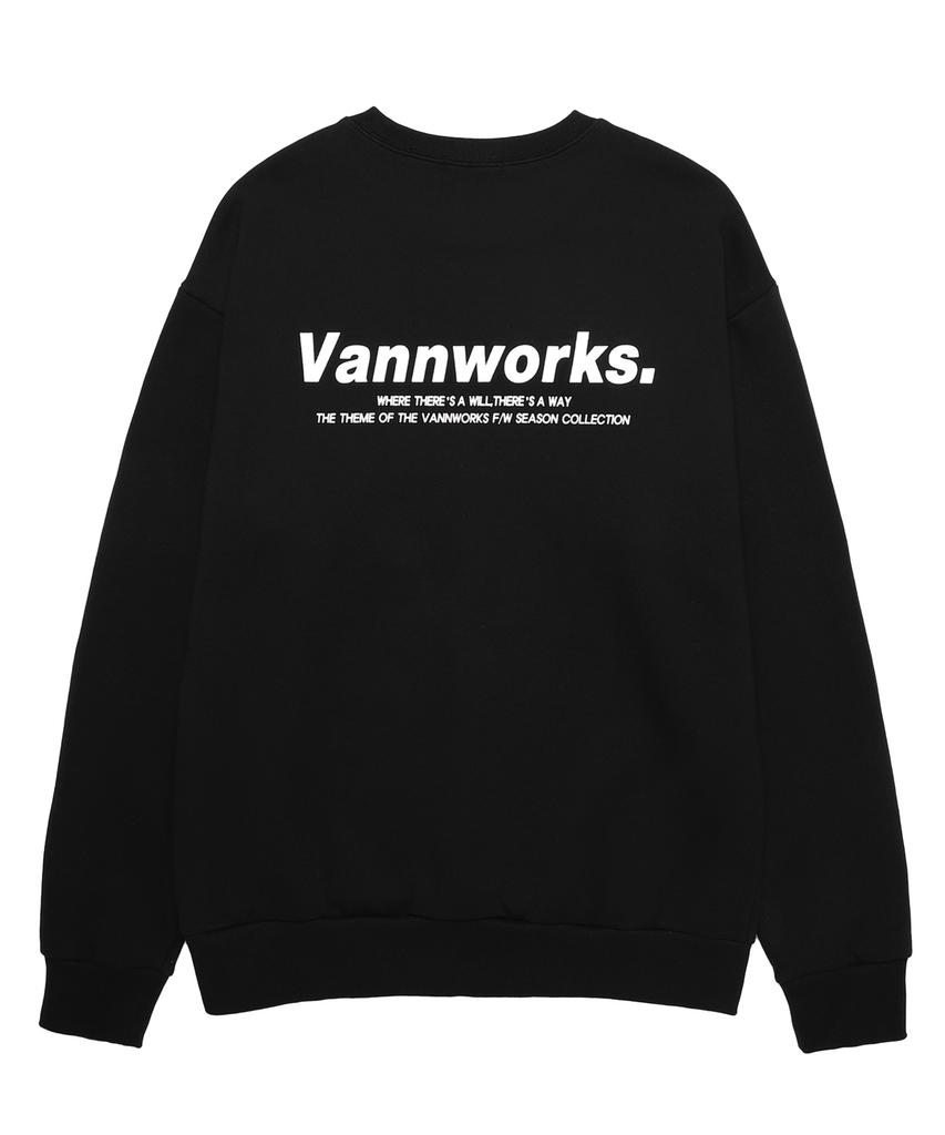 VANNWORKS Minimalism Logo Fleece-Lined Sweatshirt (Vnaits411) Black