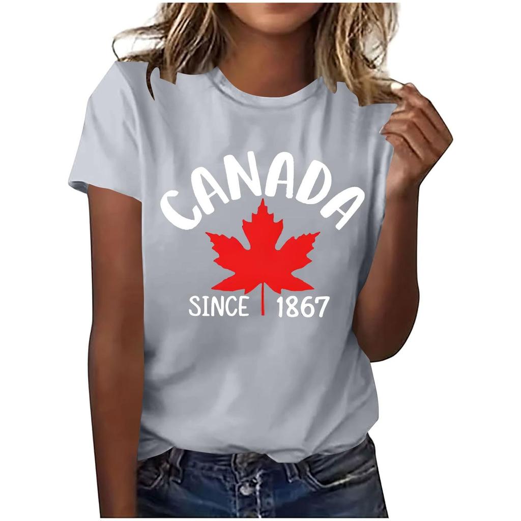 Damen Mode Lässiges Oberteil mit Ahornblatt-Print