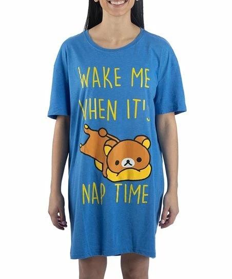 

Rilakkuma Juniors Blue Wake Me Up When It s Nap Time T-Shirt Dress New L/XL 4XL
