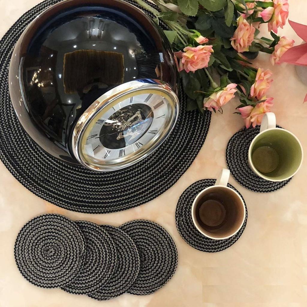 Polypropylene Round Coaster Set (6 PCS Set) Machine Washable Absorbent Size: 5 inch Diameter