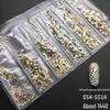 6-Grid Flat-Back Nail Art Rhinestone Set (1440pcs) - Mixed AB & Clear Glass Rhinestones Nail Decorations