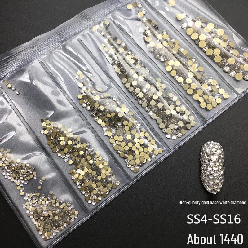 6-Grid Flat-Back Nail Art Rhinestone Set (1440pcs) - Mixed AB & Clear Glass Rhinestones Nail Decorations