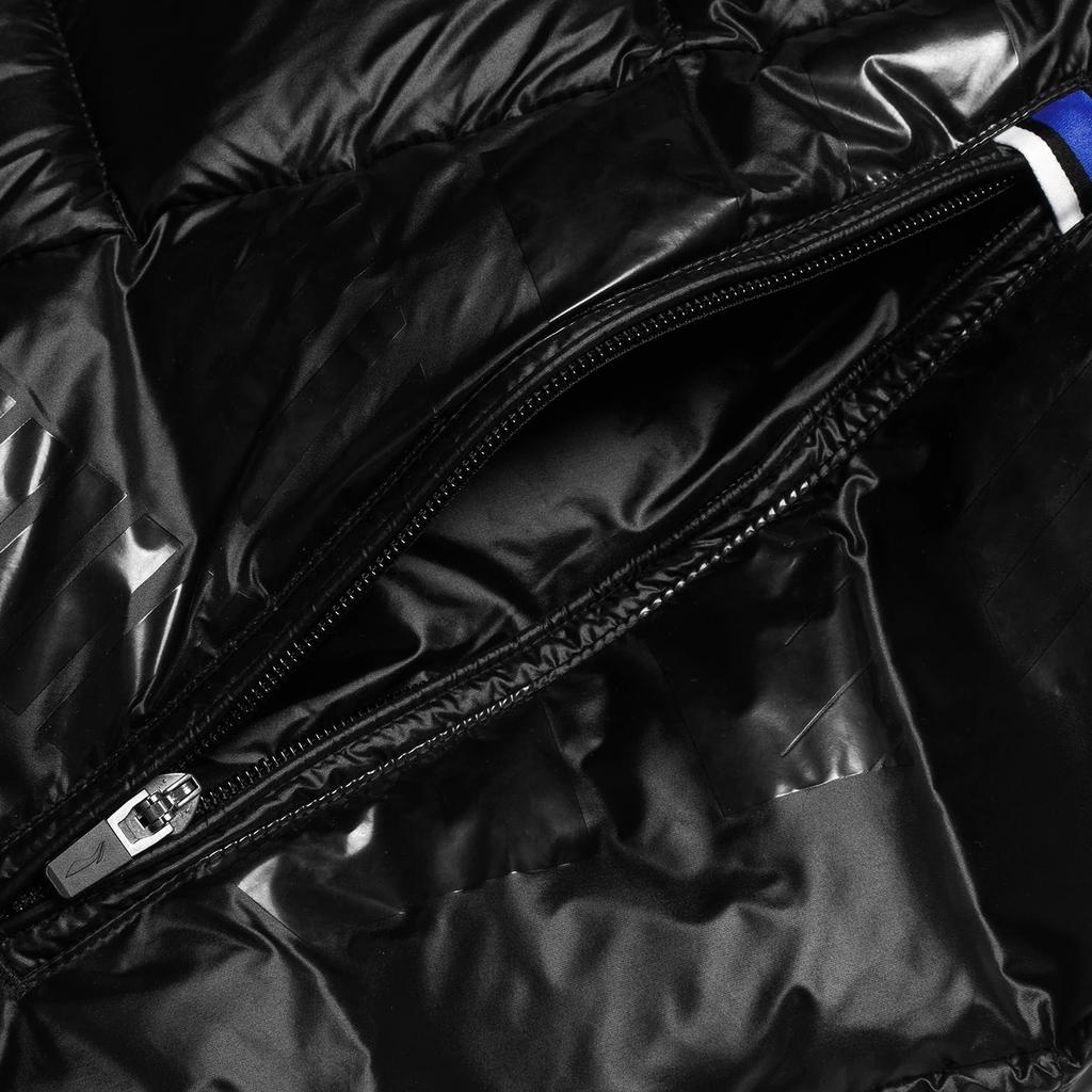 Li Ning Table Tennis Series Solid Color Mid-Length Hooded Down Jacket Unisex Outerwear Black AYMT021-1