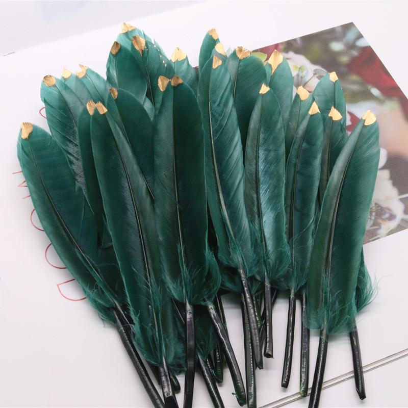 DIY Feather Jewelry Accessories: Large Floating Gold Feather, Small Straight Knife, Spray Gold Gradient Feather