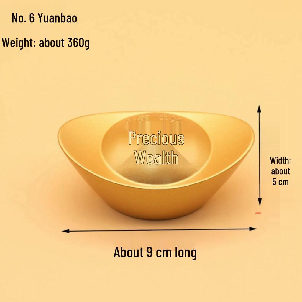 Golden Alloy Ingot Wealth-Attracting Ornament - Perfect for Housewarming and New Home