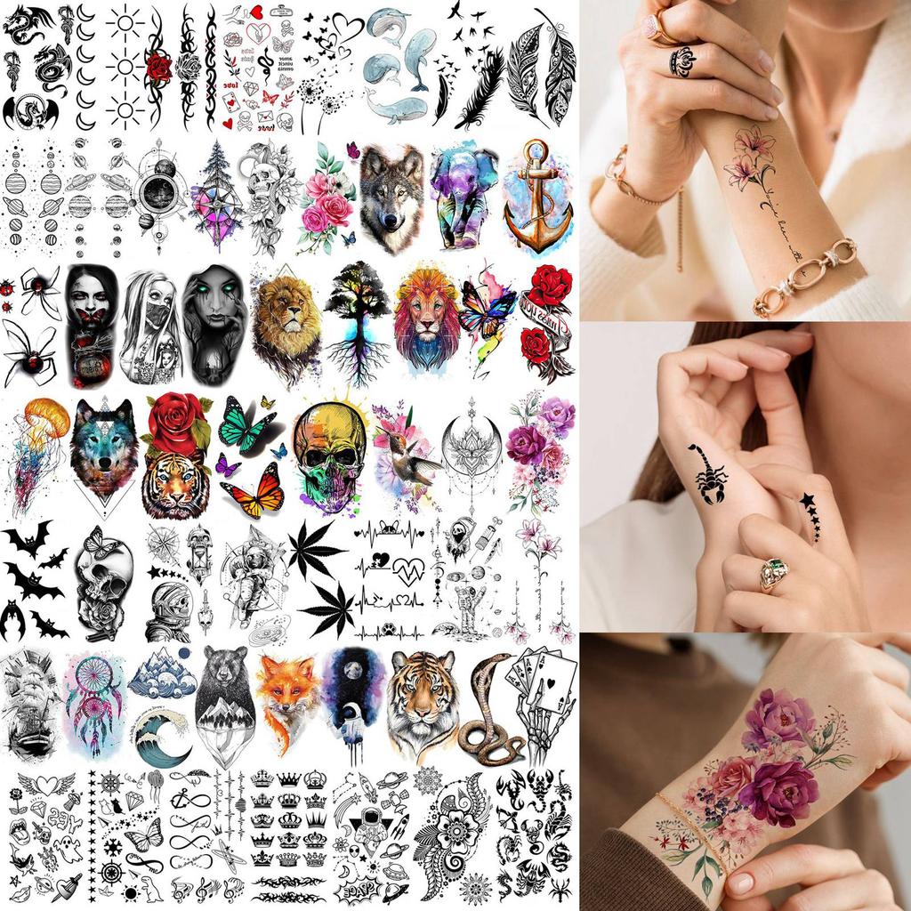 70 Fogli Tigre Aquila Drago Animali Tatuaggi Temporanei Per Uomo Donna Impermeabile Realistico 3D Serpente Scorpione Tatuaggio Falso Adesivo