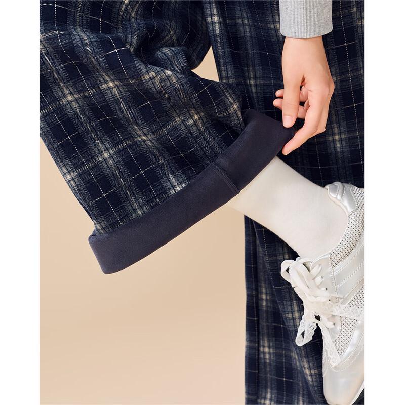 IEF Fashion Winter Plaid Lined Wide-Leg Pants
