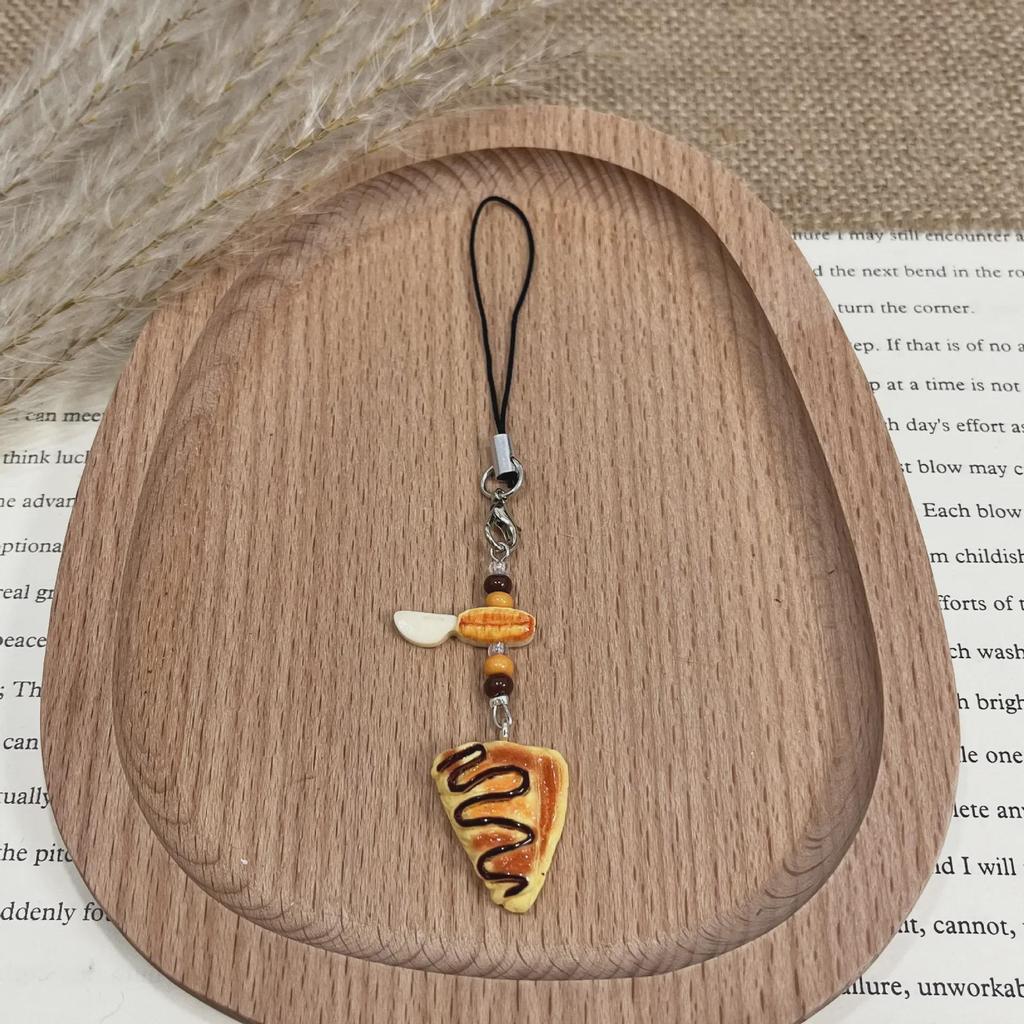 Pizza Donut Keychain: Cute Xiaohongshu-Inspired Pendant with Lanyard for Mobile Phones