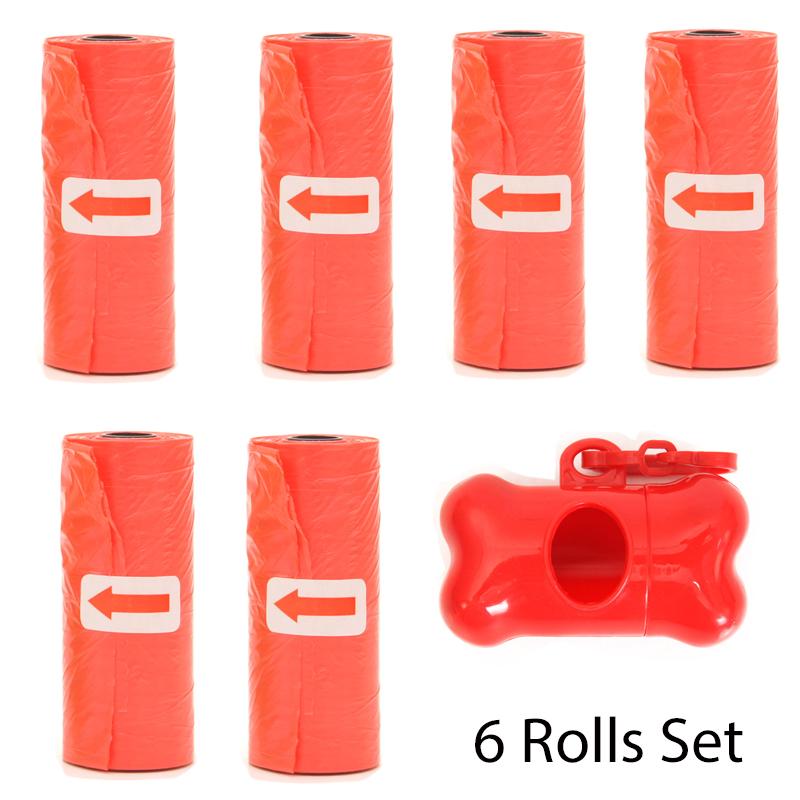 Pet Poop Bags Disposable Dog Waste Bags Bulk Poop Bags with Leash Clip and Bone Bag Dispenser 5 Rolls of 75 Pcs Bags