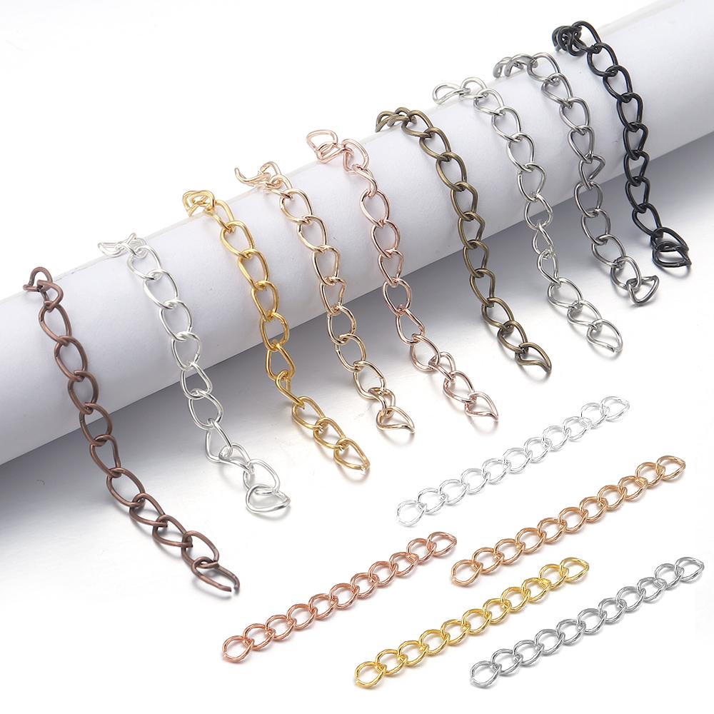 100pcs/lot 50/70mm Extension Chain Tail Chain Iron Extended Bulk Tail Chain For Jewelry Making DIY Bracelet Necklace Accessories