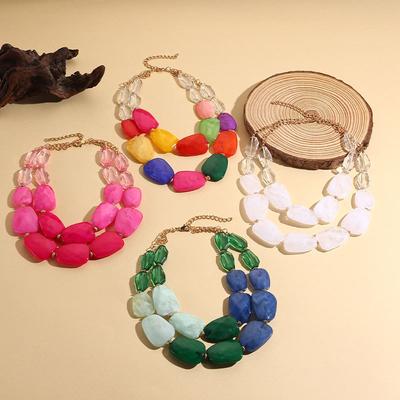Jelly Colored Necklace Ladies' Resin Pendant Necklace