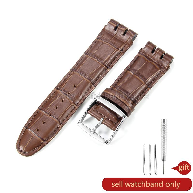 For Swatch YOS440 449  447 Large Men's Watchband Gear Shaped Concave Convex Interface Genuine Leather Watch Accessories 23mm