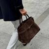 Women's Large Capacity Vintage Tote Bag - Elegant Brown, Structured Snap Closure, Sturdy Handles for Work, Travel, Everyday Use