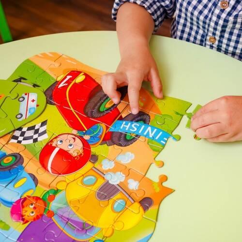 Puzzle 2W1 Vehicles Set Jigsaw Mini Educational Game Roter Kafer