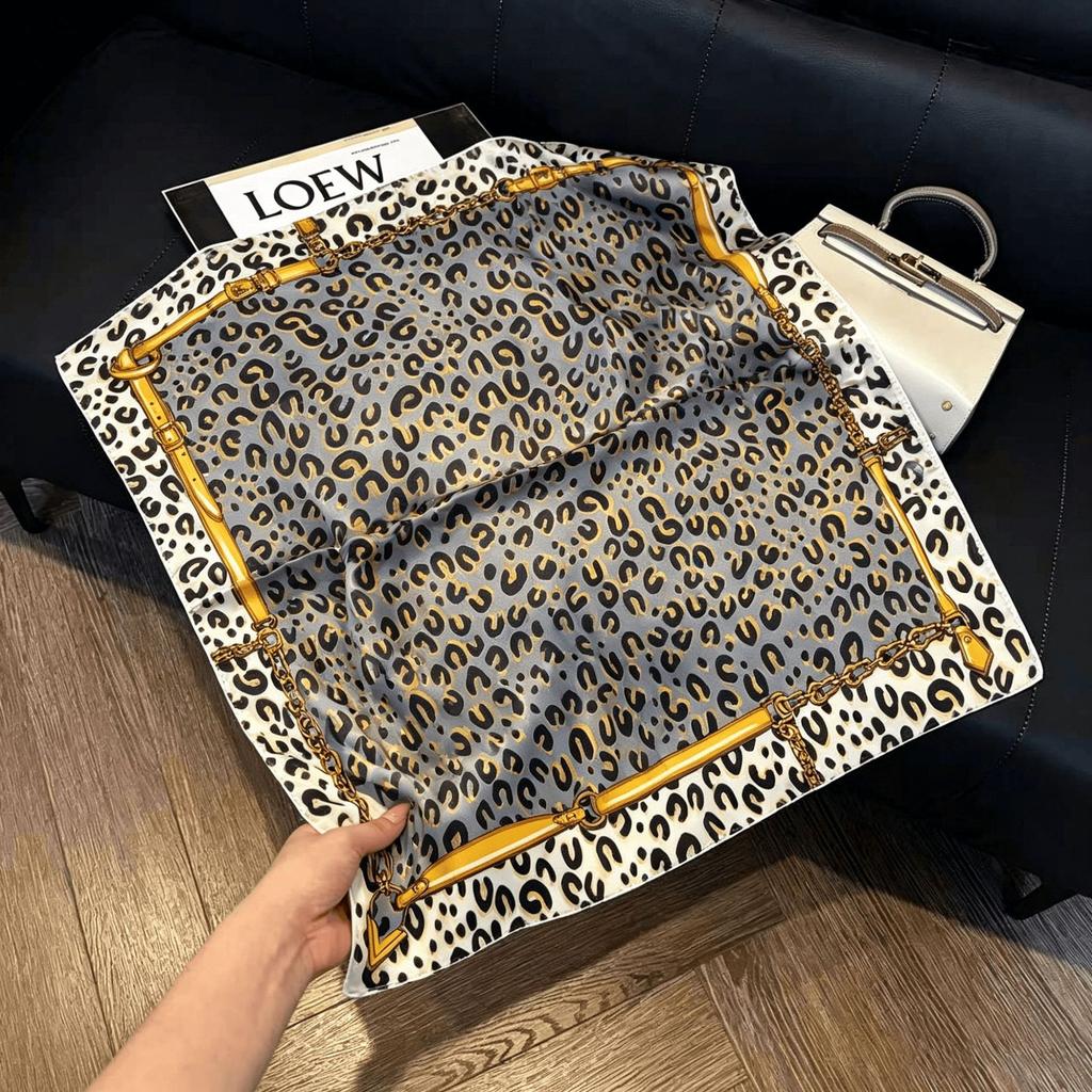 Lao Qian Feng Coffee Color Cashew Nut Silk Scarf Headscarf Versatile Neck Square Scarf Premium Sense Female Foreign Style Decorative Scarf Scarf