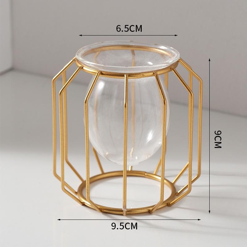 Light Luxury Home Decorative Hydroponic Vase for Office Desktop, Green Plant Container for Table Decoration