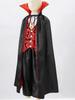 Boys Vampire Costume Fake Two Piece Top Long Pants Stand Collar Cloak Suit Halloween Dress Up