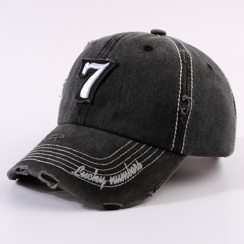 Korean version of heavy industry washed baseball cap spring and summer versatile hole old wide brim show face small washed cap