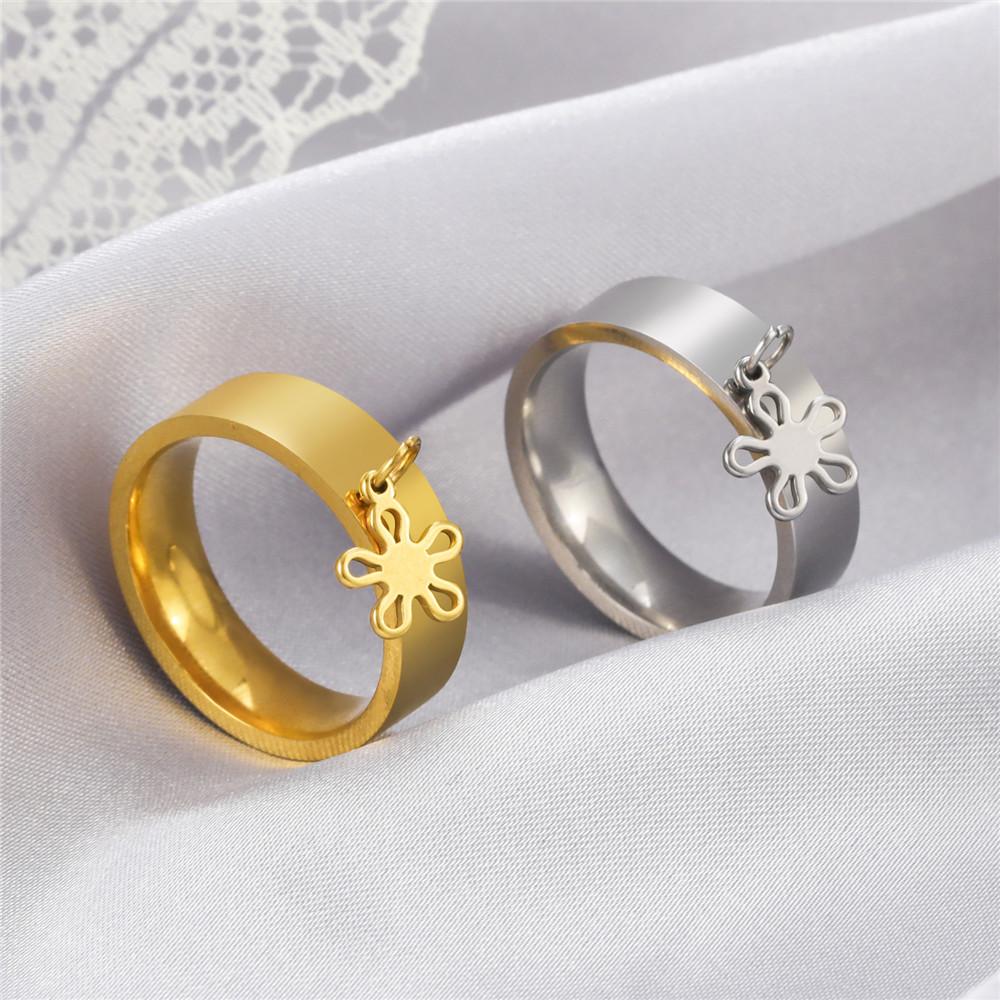 Heart Charm Rings for Women Bohemian Stainless Steel Gold Aesthetic Ring Trend Korean Jewelry Birthday Gift
