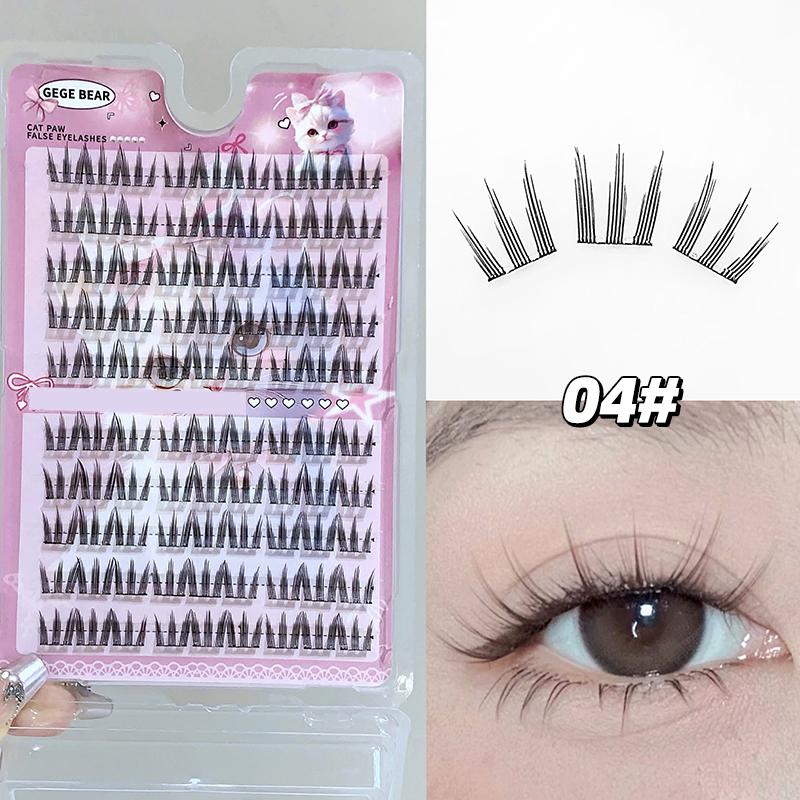 Gegebear 10 Rows Glue-Free False Eyelashes Comic Eye Style Natural Curling Lashes Easy To Wear Perfect for Beginners
