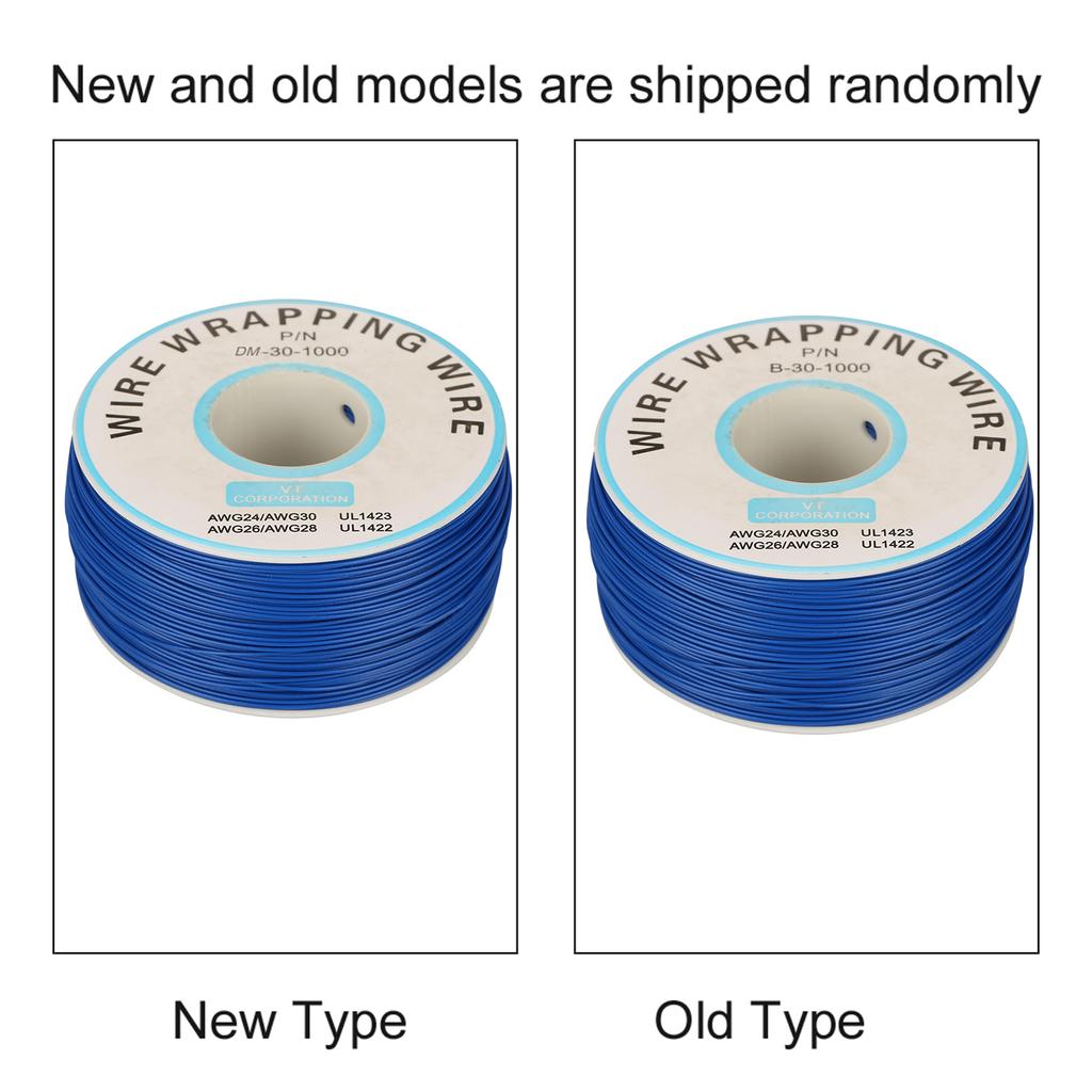 1Roll WiRe Wrapping Singolo filo di rame Cavo 30AWG Diametro nucleo 0,25 mm (blu)